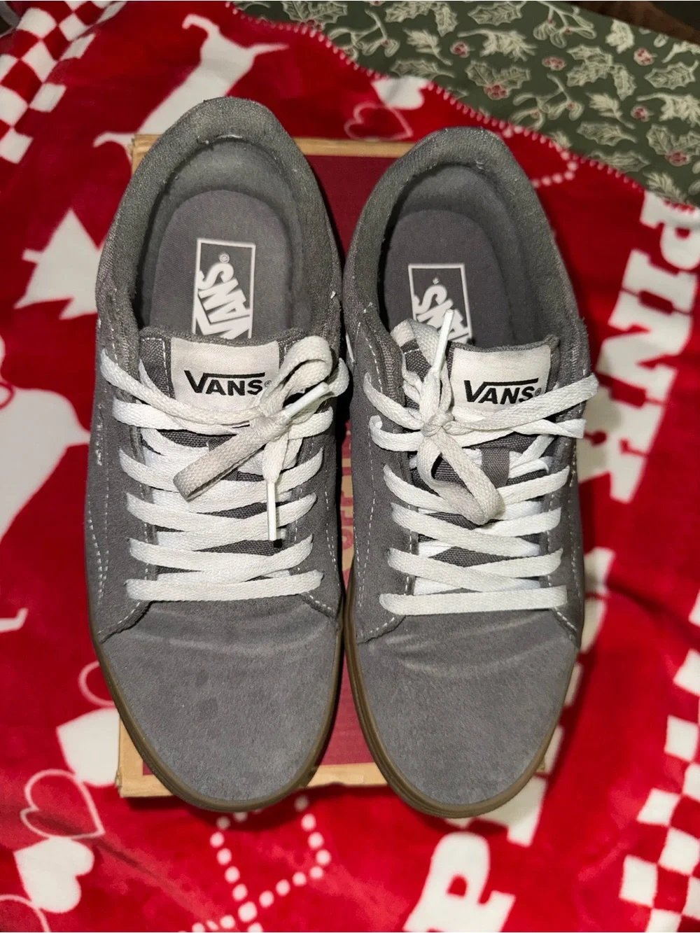 Vans Men’s Gray Suede Low-Top Sneakers with Gum Sole